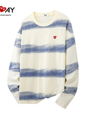 PLAY HEITY 官方长袖T恤秋季新款韩版修身潮男士圆领条纹宽松上衣