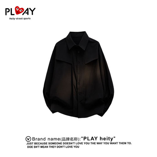 PLAYHEITY男女拼接设计长袖衬衫