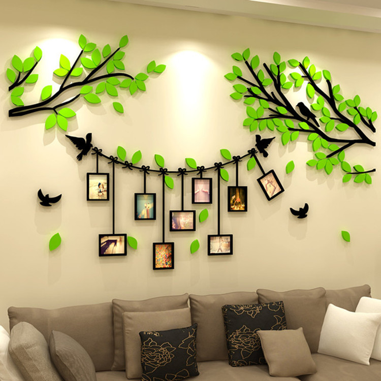 3d立体照片树墙贴纸画亚克力沙发客厅卧室床头温馨电视墙面装饰品图片