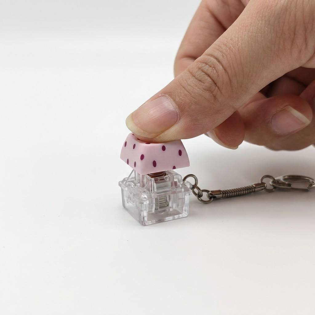 火龙果波点按键解压玩具机械键盘试轴器发光解压按键键盘钥匙扣饰