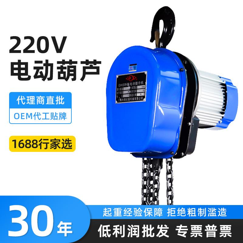 沪工牌电动葫芦220v环链DHS型倒链家用提升机吊葫芦1吨2吨3吨5吨