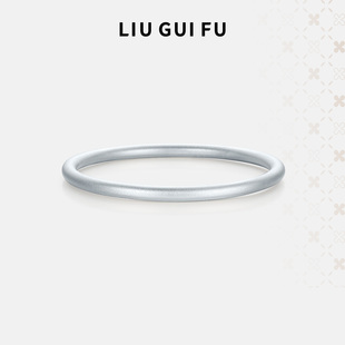 六桂福S999足银手饰圆满平安实心银手镯时尚光圈手环年轻款送闺蜜