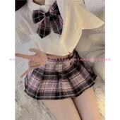 JK制服纯欲风辣妹性感套装 夏天学院风收腰衬衫 女超短百褶裙两件套