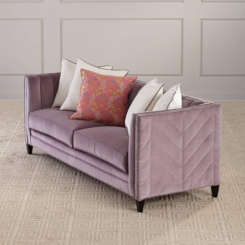 美式布艺小户型绒布沙发简约欧式三人沙发影楼样板房客厅别墅家具