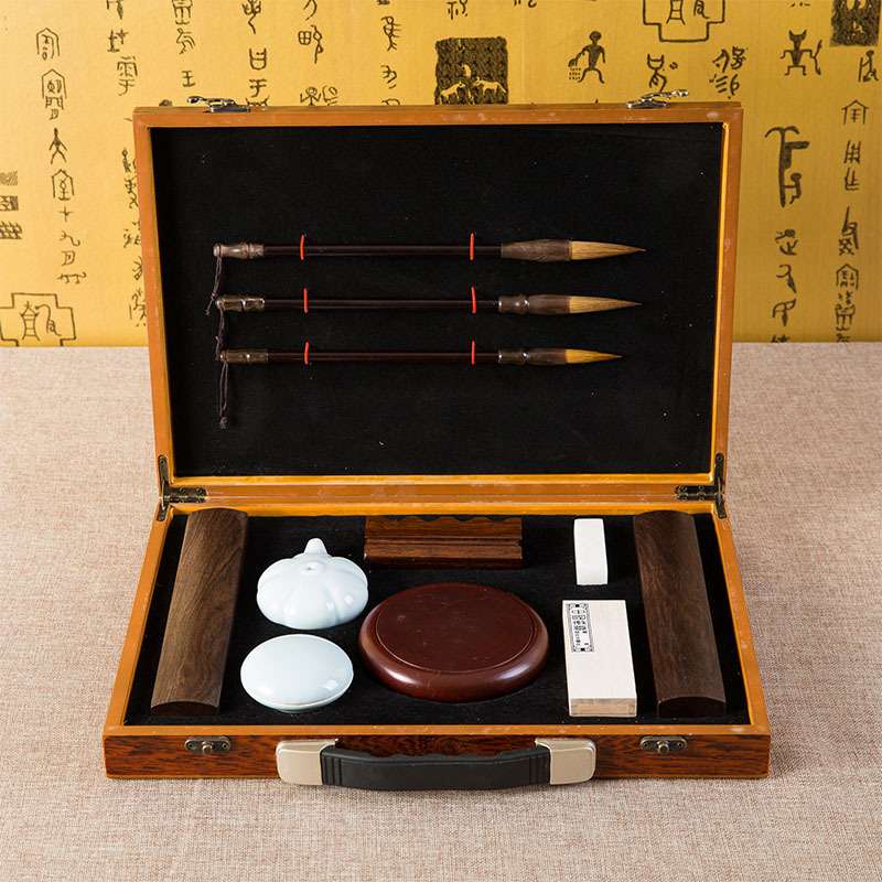 文房四宝套装笔墨纸砚成人砚台毛笔架笔挂毛笔字书法初学者入门