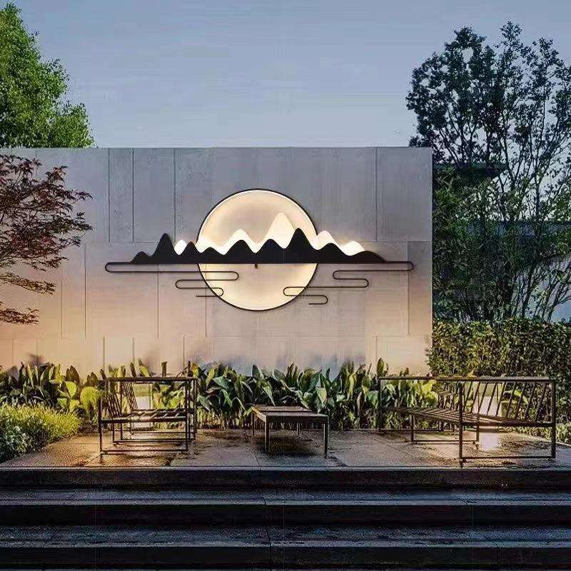 户外灯防水新中式别墅庭院花园园林景观灯太阳能造景山水装饰壁灯