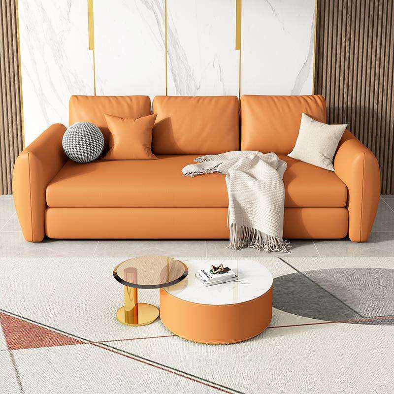 22新款多功能沙发床现科技布代简约可折叠小户型坐卧两用橙色沙发