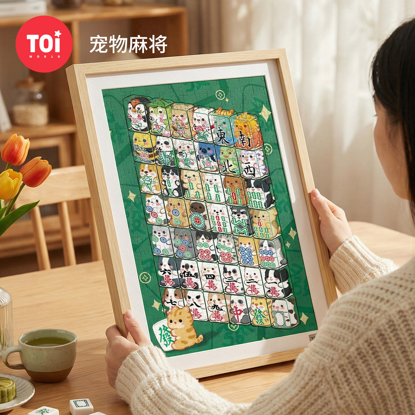 TOI图益拼图成人版300片解压治愈可爱国潮手工diy玩具宠物麻将
