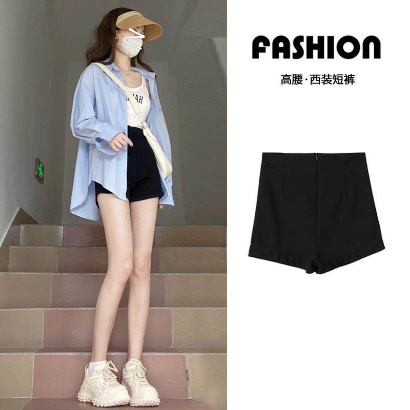 黑色西装短裤女春秋2025新款高腰外穿打底下衣失踪小个子热裤冬潮