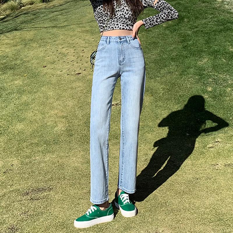 拾籍直筒牛仔裤女2024年秋冬新款高腰显瘦秋季小个子烟管裤子九分