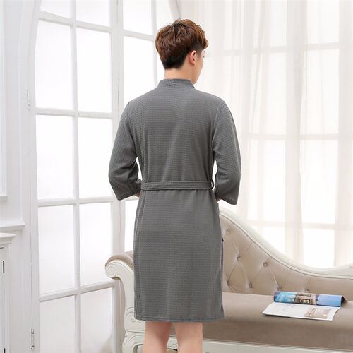 新品Men Suck Water Wafflue Bathrobe Male Plus Size Kimono Ba