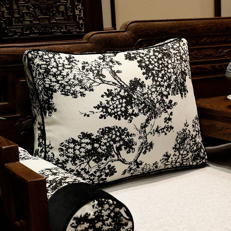 新品新中式红木沙发靠枕大靠w背雪尼尔实木沙发抱枕床头靠垫定制