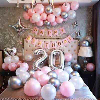 新品The romanitic scene of happy birthday balloon set party