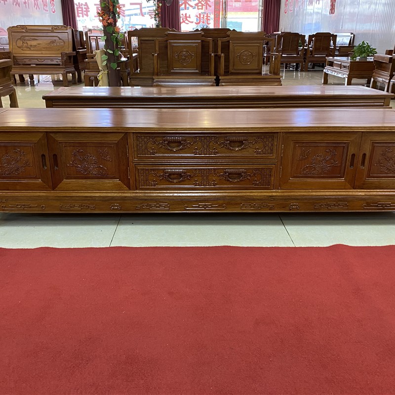 极速红木电视柜全原m木中式菠萝格木储物地柜金花梨木客厅实木家