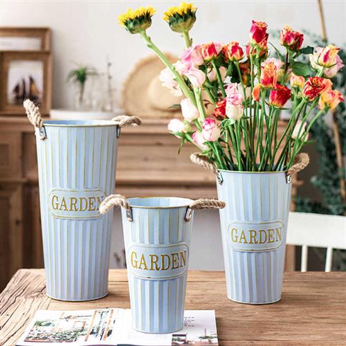 极速插花瓶醒花桶鲜花干燥花插花桶家用养花O瓶复古铁皮花盆花店