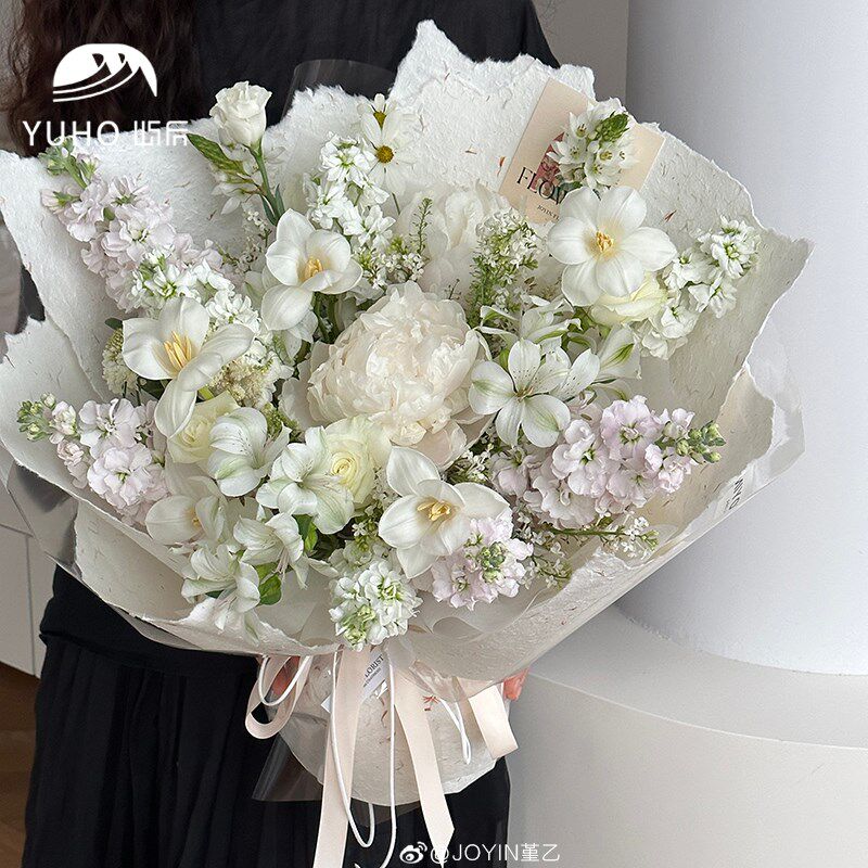 新品屿后 花瓣手j撕纸鲜花花束包花纸礼品礼物diy手工手揉宣纸花