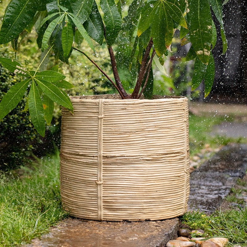 极速仿藤编e花盆水泥花器特大绿植盆栽套盆插花客厅阳台装饰北欧