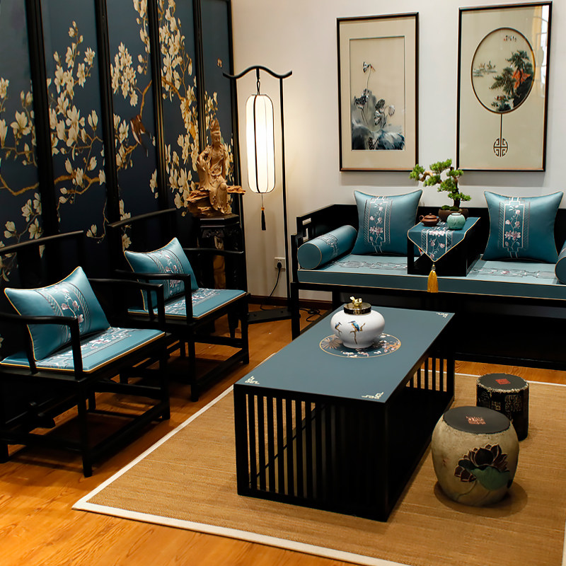 新品红木沙发坐垫新中式实木x罗汉床垫五件套四季通用防滑椅垫靠