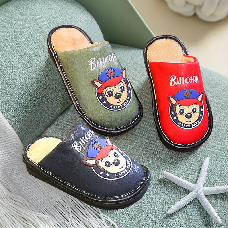 极速秋冬季儿童棉拖鞋卡通可爱男C女童软底防滑小中大童居家地板