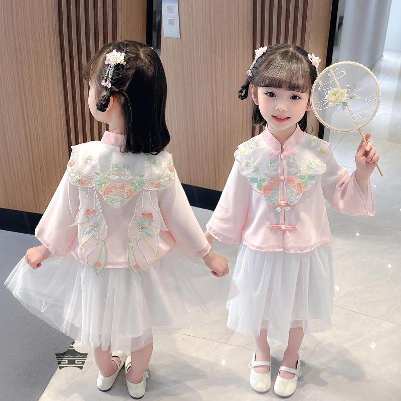 极速女童b汉服春装新款儿童改良刺绣古装中国风宝宝夏季民族风唐