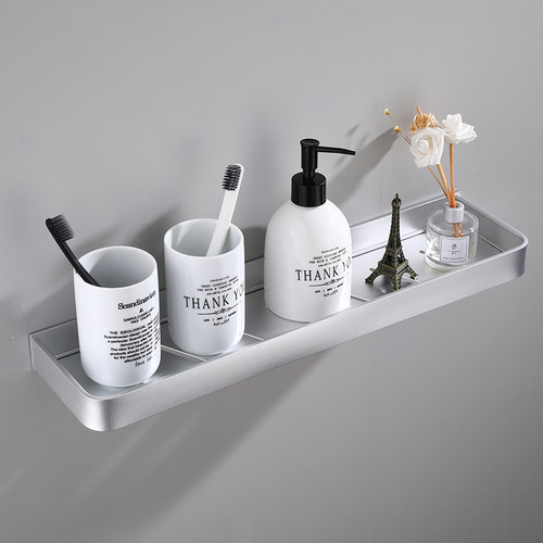 极速免打孔厨房i单层壁挂置物架 洗手间浴室收纳架加厚镜前架 毛