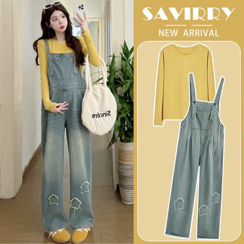 新品孕妇装春装套j装2025新款秋春夏季时尚洋气时髦牛仔背带裤子