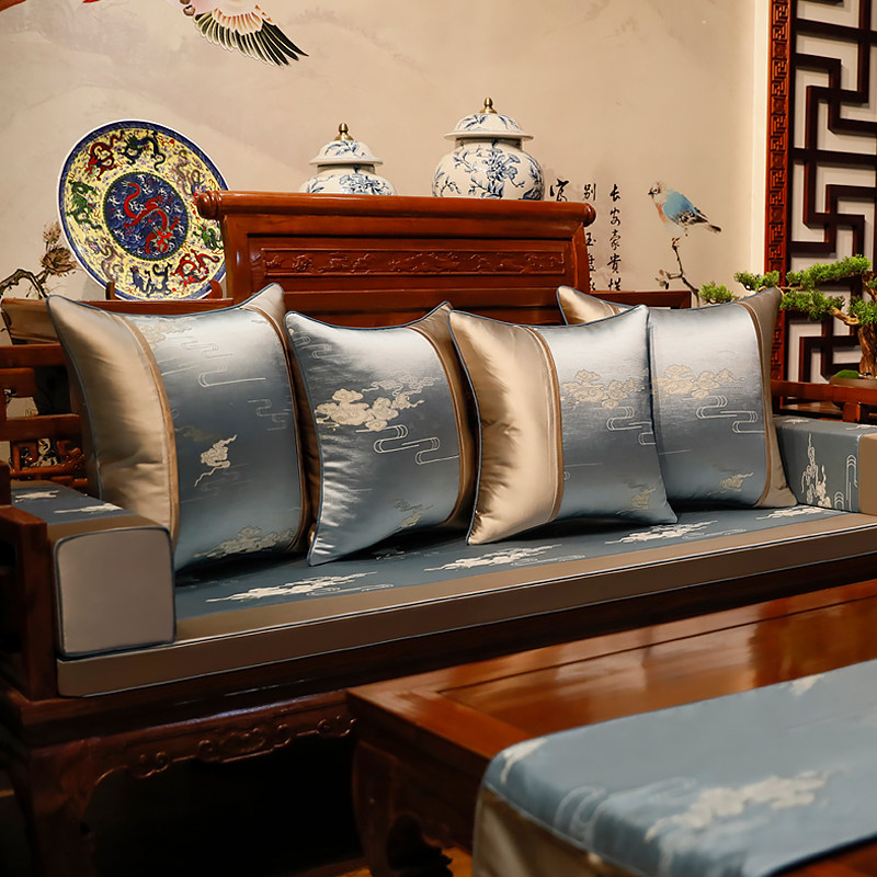 新品古典中式坐垫红木沙s发垫实木沙发带靠背椅垫靠垫罗汉床垫子