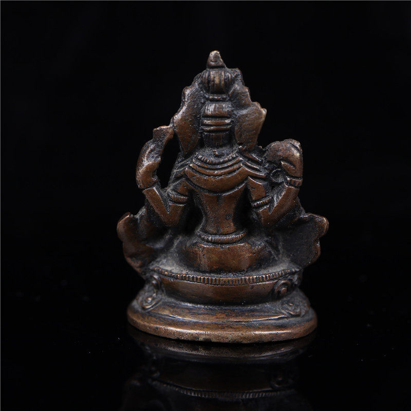 极速手工复古做旧包浆四臂观z音佛像摆件仿老皮壳包浆纯铜佛像