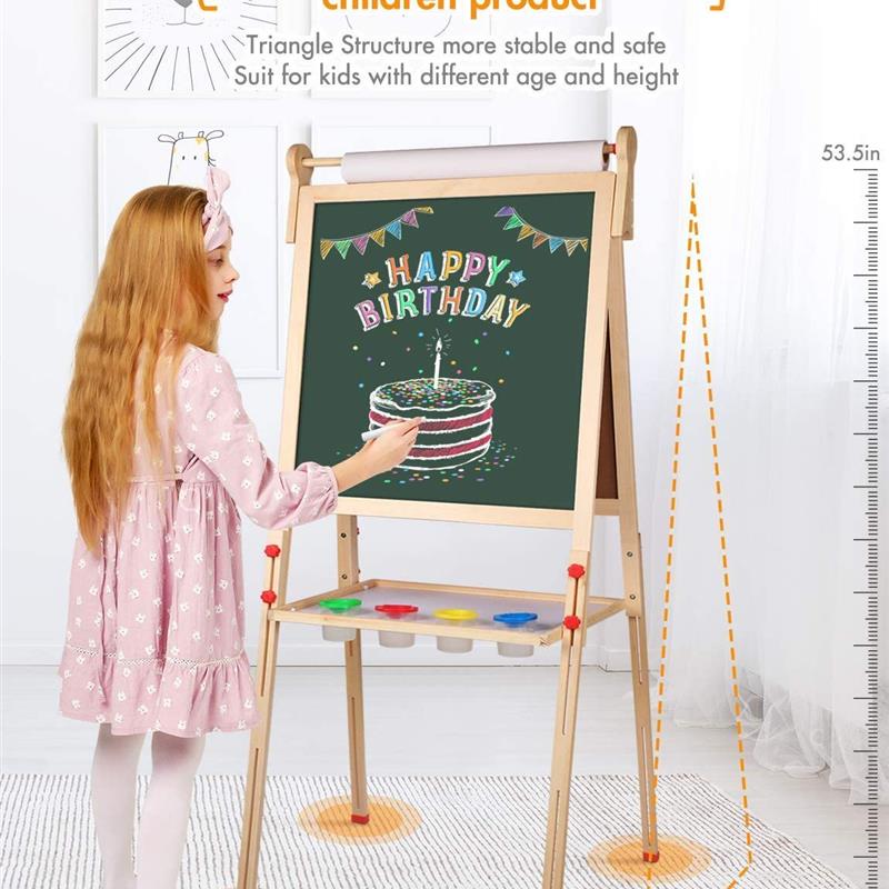 极速2023f新款儿童画板小黑板支架式实木写字板磁性可升降双面儿