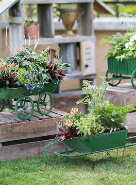 极速小推车花车花盆铁艺独轮车杂货花园阳台花器美Y式乡村田园