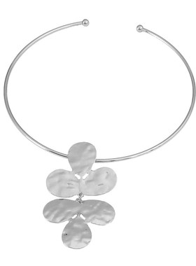 极速夏季新款欧美项圈花卉项链z女潮流金属感合金花朵吊坠嘻哈配