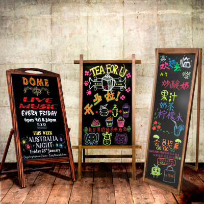 极速Solid wood scaffolding blackboard Icafe restaurant verti