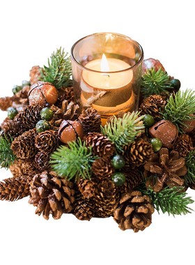 极速北欧圣诞树花环天然松塔w手工艺术氛围摆件橱窗咖啡馆餐厅节