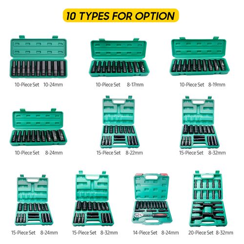 新品1/2 Inch Socket Wrench Set HexsF Socket Head 8~32mm Adap