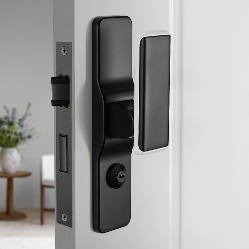 极速灰黑色简约静音直推s拉室内卧室房间门把手套装北欧风房门木