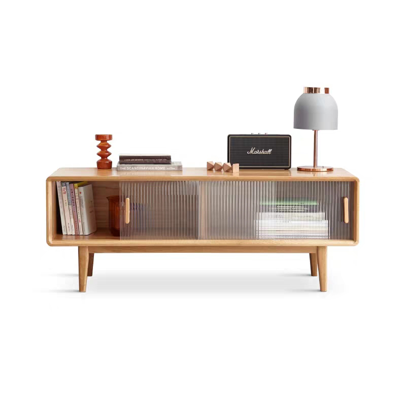 极速E木居实木推拉门电视柜现代橡D木家用储物柜北欧小户型客厅地