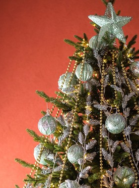 极速粉红a绿圣诞树吊球装饰品挂件创意套餐圣诞节豪华场景氛围布