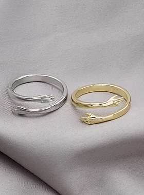 极速Romantic hands hug ring nicheD cute  retro personality i