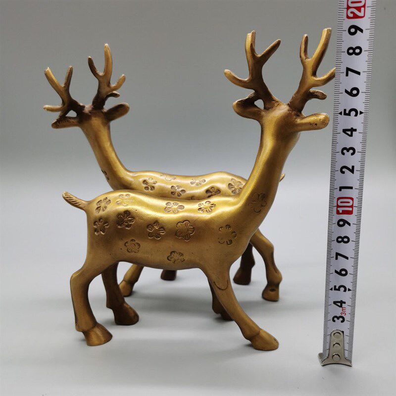 极速仿古铜鹿一对n纯铜梅花鹿铜器摆件路路发财饰品工艺礼品