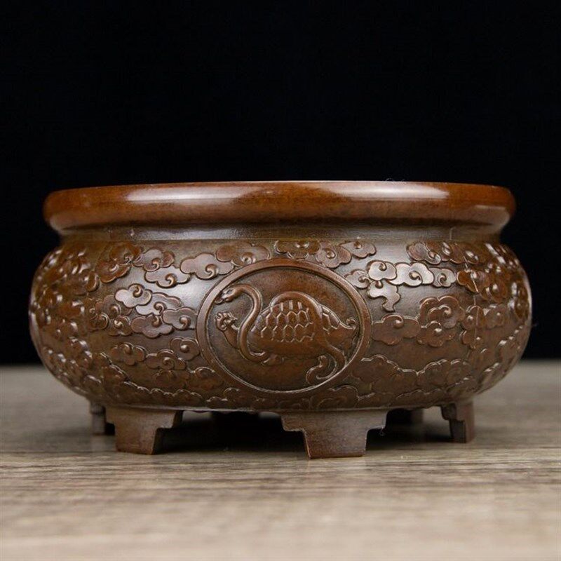 极速精品纯铜f苏工四神兽聚宝盆铜器古玩收藏 摆件 家居书房客厅