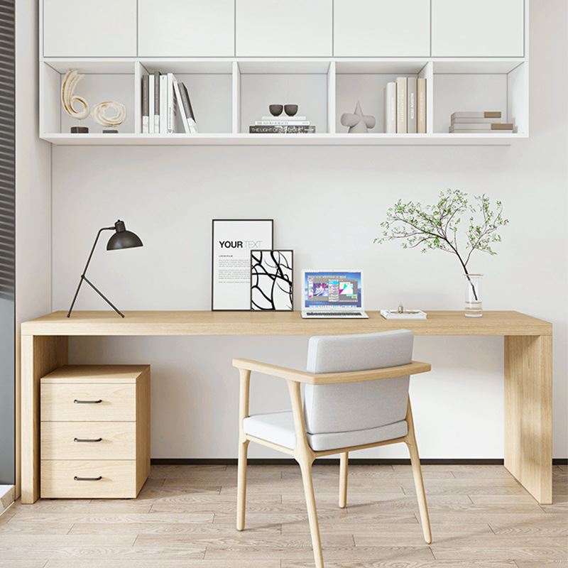 极速全实木长条书桌 小户型v靠墙白蜡木长桌 公司原木色多人工作