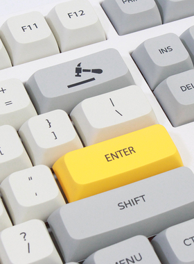 极速重工b业键盘帽灰白黄色小全套PBT材质热升华客制化套件XDA高