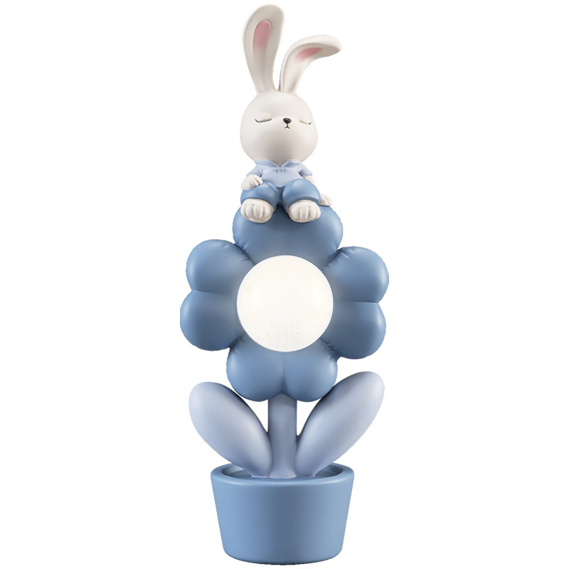 极速乔迁新居大型花朵客厅落地摆件D家居饰品兔子卧室床头夜灯新