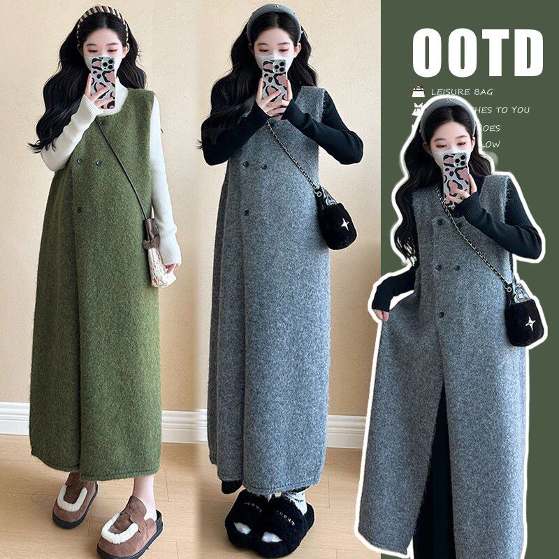 新品孕妇装秋冬季连衣裙套装202B5新款时尚针织打底衫加厚毛衣背