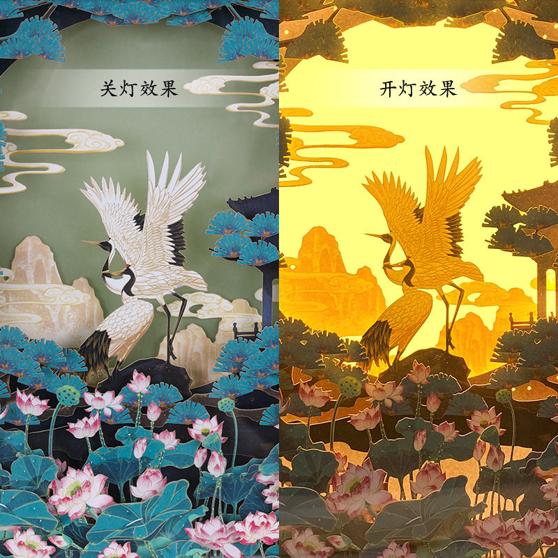 极速国潮创意礼物商务会议纪念x礼品居家摆件实木框小夜灯3D立体