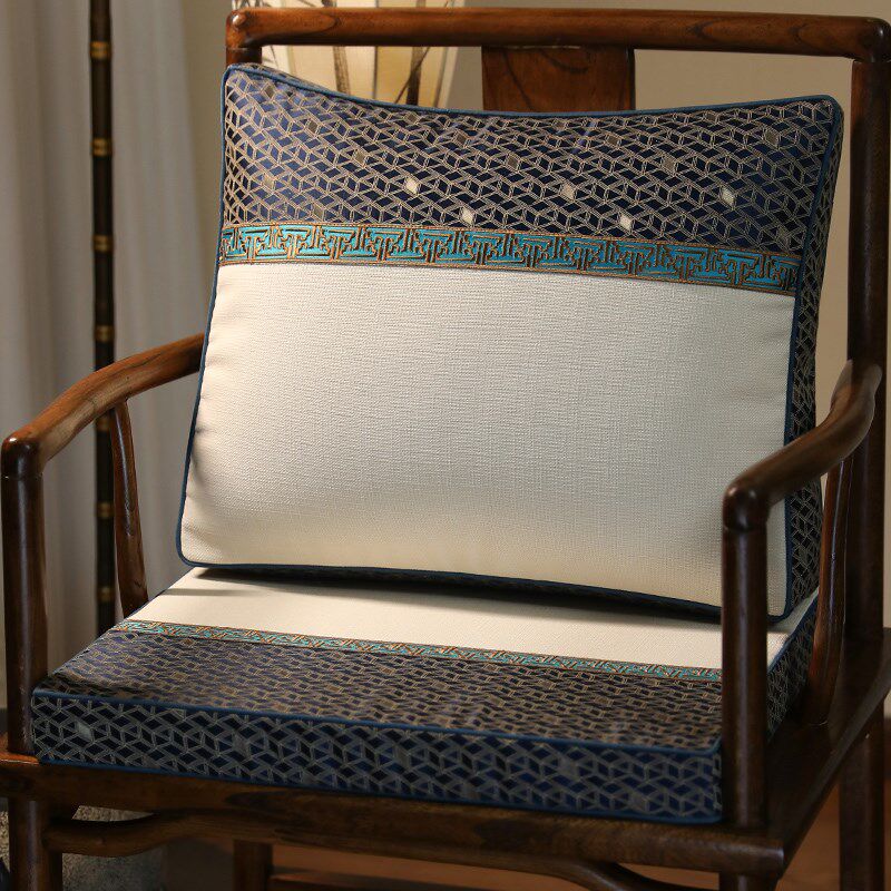 新品新中式茶椅主人椅靠背实木沙发坐垫靠背垫红木V椅子靠山枕靠