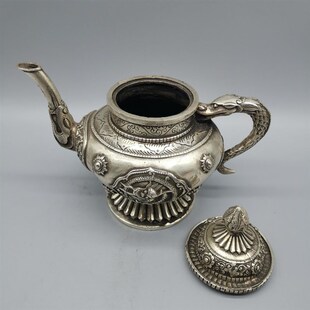 极速古玩收藏白铜双盘龙龙身铜壶水壶酒壶茶壶W家居装饰摆件