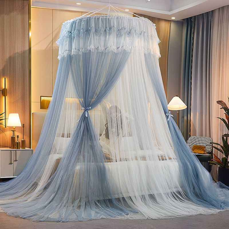 极速吊顶蚊帐公主风双层加密圆顶蚊帐宫廷落地圆形单双.人床家用