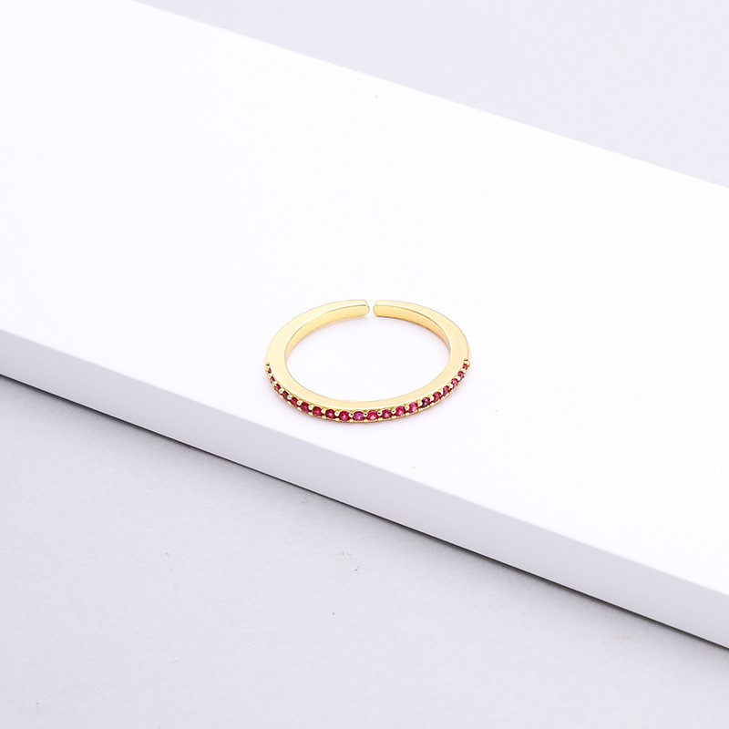 极速时尚简约ins风开口戒指女单排圈铜微镶N锆石戒指手饰首饰配饰