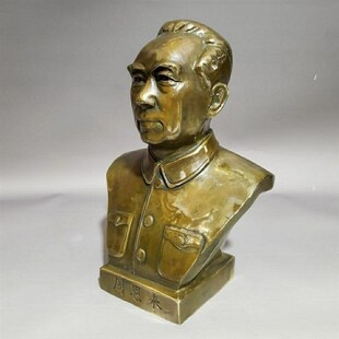 极速黄铜铜像周i恩来上半身摆件金属工艺品周总理人物雕像居家装